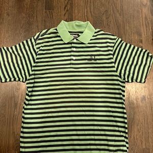 Like new Ashworth short sleeve polo green & navy stripe
